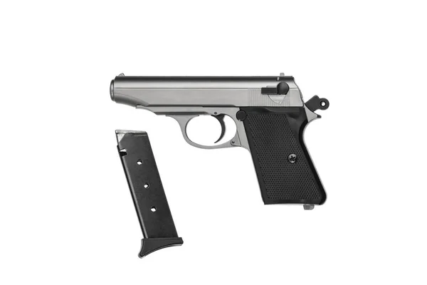 Pistola Moderna Plata Negra Pequeña Pistola Damas Armas Para Desgaste — Foto de Stock