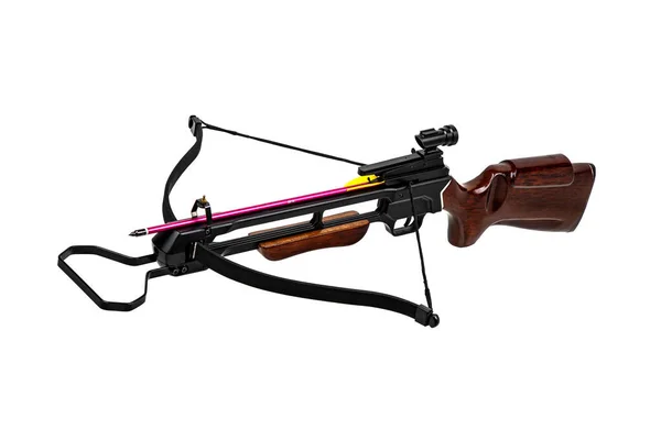 Crossbow Isolate White Background Modern Crossbow Wooden Butt Quiet Weapons — Stock Photo, Image