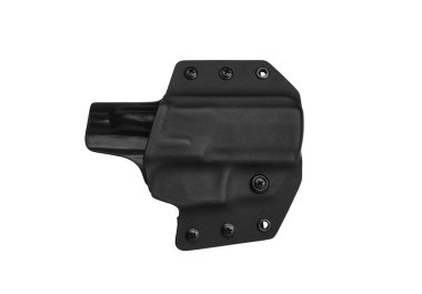 Silah için modern plastik kılıf beyaz arkaplanda izole edilmiş..