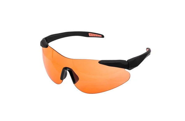 安全玻璃在白色背景上隔离 用于工作 户外活动和射击的眼镜 保护眼睛不受损坏和阳光照射 — 图库照片