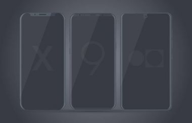 Şablon iphone X, Samsung S9 ve temel telefon
