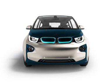 Modern elektrikli araba koyu mavi gri açık 3d render gölge beyaz zemin üzerine