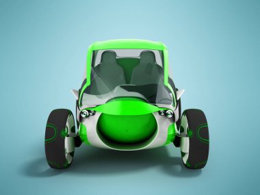 Gölge ile mavi arka plan üzerinde modern elektrikli ön elektrik yeşil 3d render