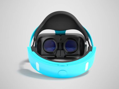 Bilgisayar oyunları gölge gri zemin üzerine mavi 3d render için modern sanal gerçeklik gözlük