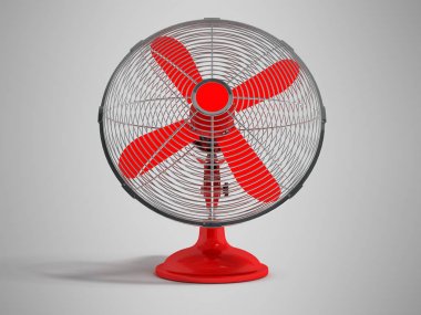 Güvenlik gölgeli gri arka plan üzerinde 3d render için metal kafes içinde modern ofis kırmızı fan