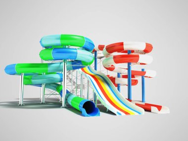 Su cazibe ile bahar slaytlar ve sol 3d render gölge ile gri arka plan üzerinde düz bir tepe ile