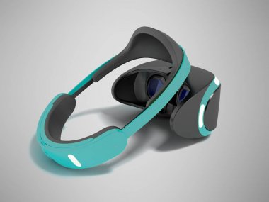 Modern gölgeli gri arka plan üzerinde koyu mavi ekler 3d render ile saygı gerçeklik siyah plastik bardak