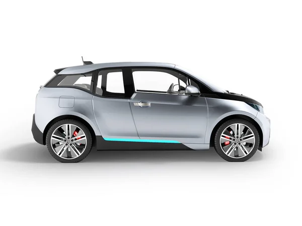 Elektro Auto Seitenansicht Blau Schwarz Rendering Auf Weißem Hintergrund Mit — Stockfoto