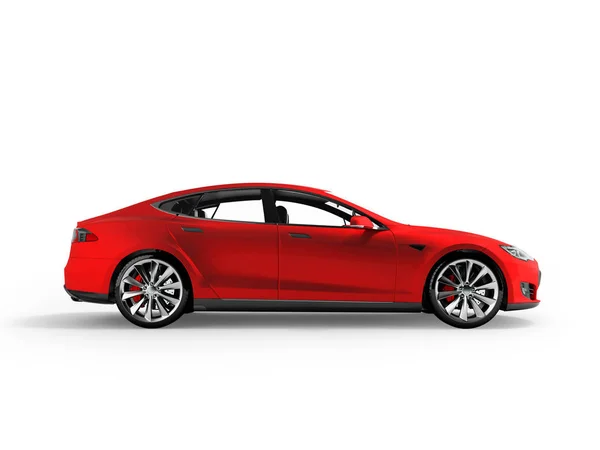 Moderne Elektrische Auto Rood Kant Rendering Witte Achtergrond Met Schaduw — Stockfoto