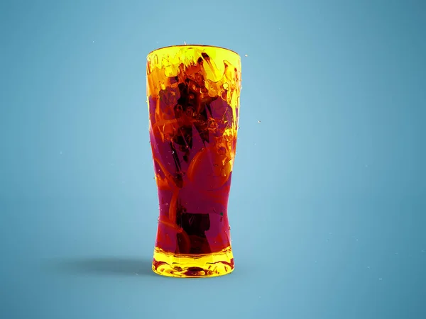 Коктейль Лимоном Ятою Скляному Передньому Склі Візуалізація Синьому Фоні Тіні — стокове фото