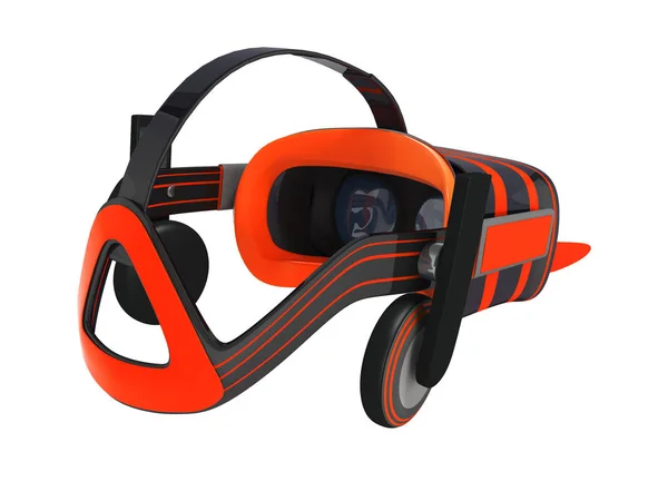 Moderne Brille Mit Eingebautem Kopfhörer Grau Orange Rendering Auf Weißem — Stockfoto