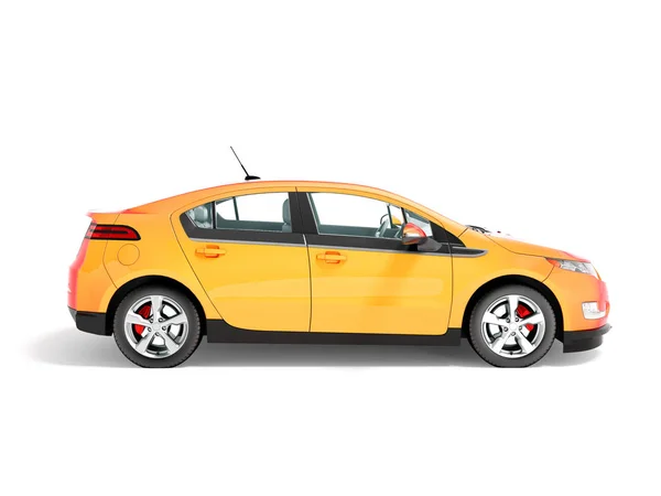 Modern Electric Car Left Orange Rendering White Background Shadow — Stock Photo, Image