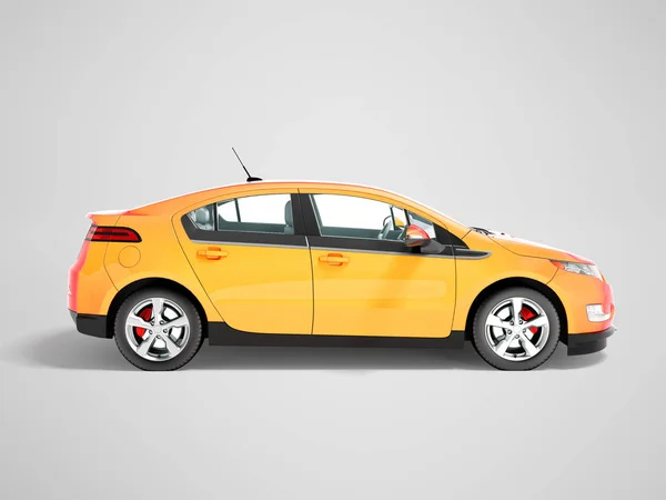 Modern Electric Car Left Orange Rendering Gray Background Shadow — Stock Photo, Image