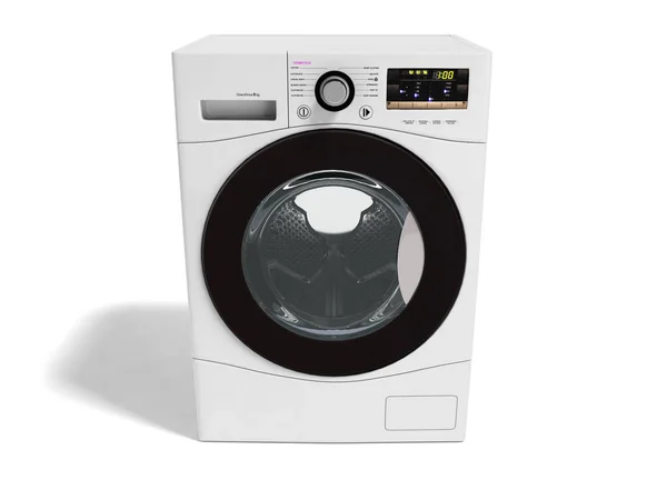 现代洗涤自动电动车白色与黑色插入在前面3D 渲染白色字体与阴影 — 图库照片
