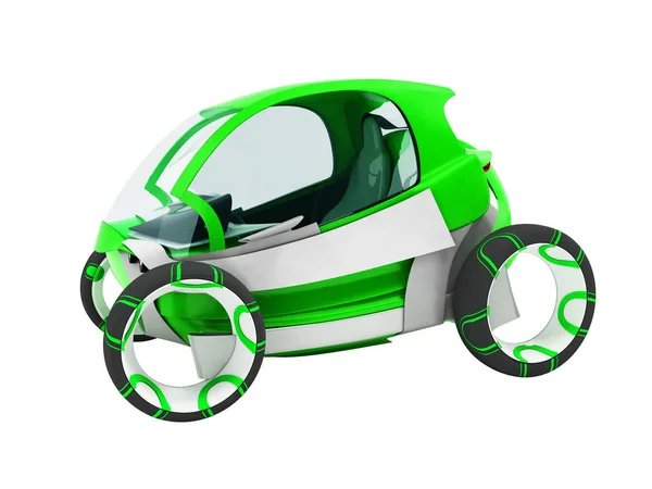 Современный электромобиль мобили хэтчбек dvuesny зеленый для путешествий — стоковое фото