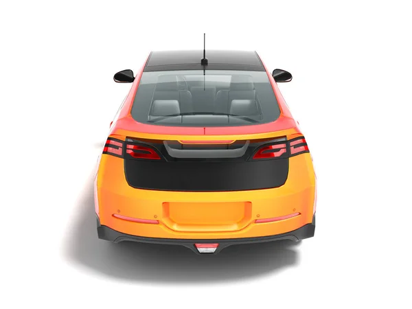 Moderna elektriska bil sedan orange röd bakom 3d-rendering på whit — Stockfoto