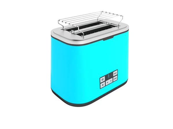 Moderní toustovač na dva toasty modrá na správné perspektivy 3d re — Stock fotografie