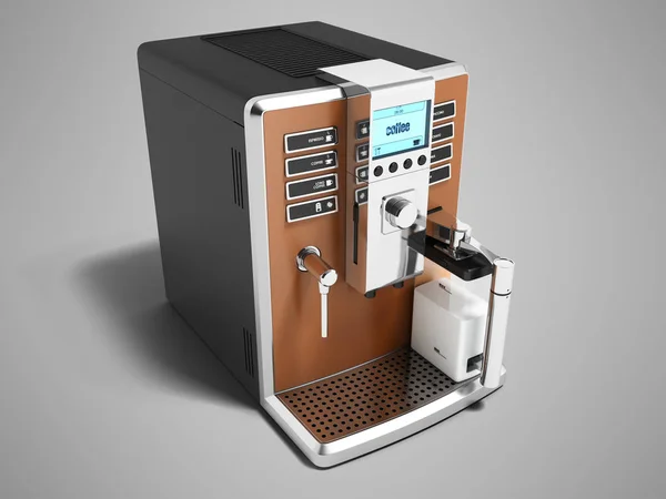 Современная кофеварка многофункциональна для двух кружек коричневого цвета с молоком — стоковое фото