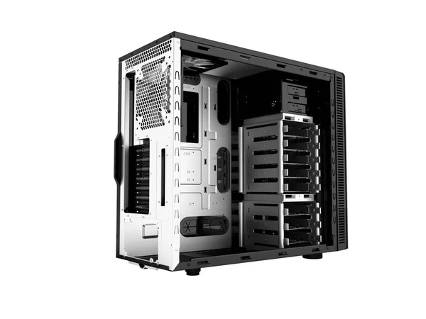 Unidad de sistema de un ordenador personal de metal negro vacío 3d render o — Foto de Stock