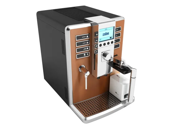 Moderní kávovar multifunkční pro dva hrnky hnědé s mlékem — Stock fotografie