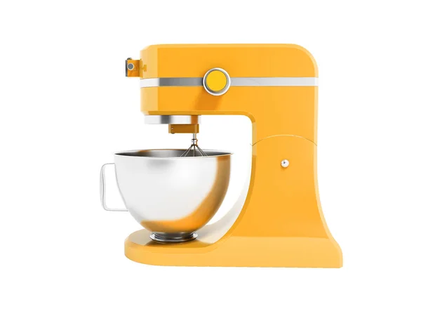Moderne multifunctionele mixer voor keuken geel met metalen kom — Stockfoto
