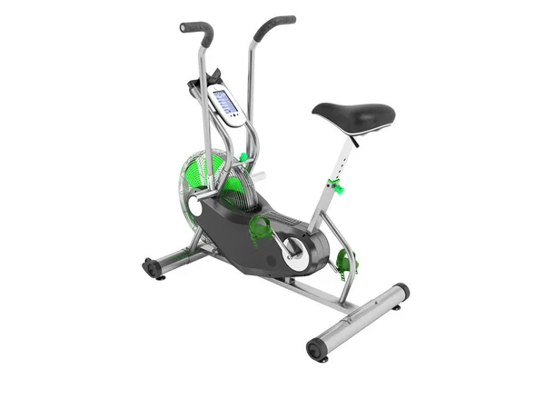 Ćwiczenie rower zielony metaliczny z zielonym wstawki perspektywy 3d re — Zdjęcie stockowe