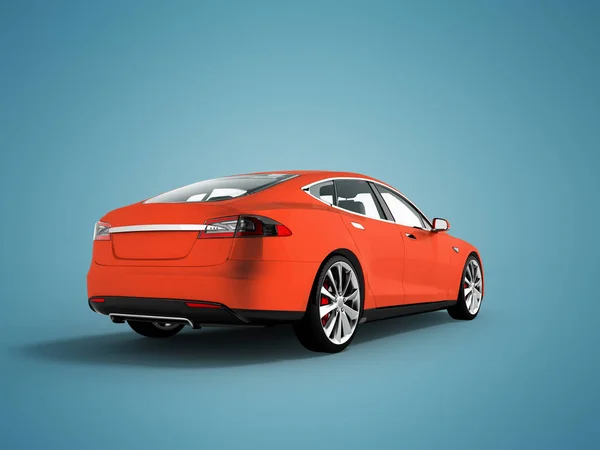 Elektrische auto voor reizen naar reizen en stad oranje achter 3d rend — Stockfoto