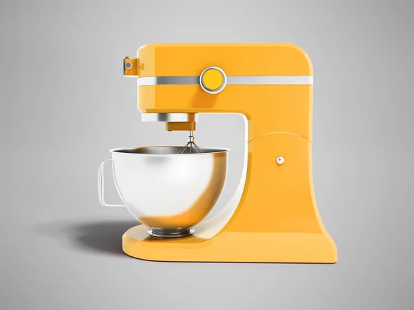 Moderne multifunctionele mixer voor keuken geel met metalen kom — Stockfoto