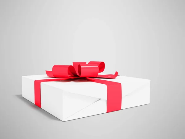 Geschenk in weißem Papier mit roter Schleife und Bändern klein für g — Stockfoto