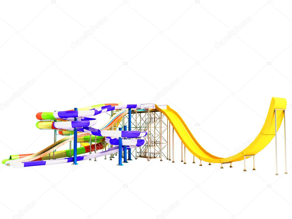 Water rides with straight bitter yellow and roller coaster with 