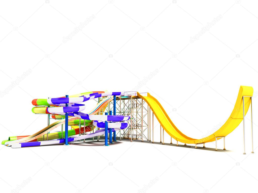 Water rides with straight bitter yellow and roller coaster with 