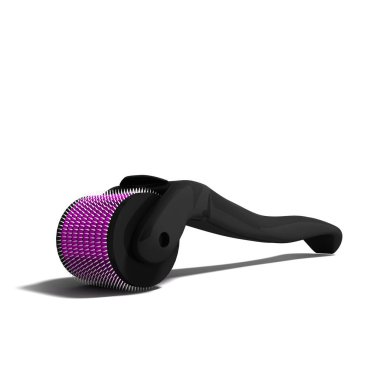 Silindir deri bir gölge ile beyaz bir arka plan üzerinde siyah bir 3d render yüz bakımı için