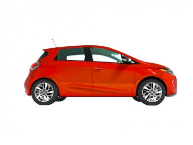 Modern elektrikli otomobil hatchback genç aile kırmızı s için seyahat etmek için