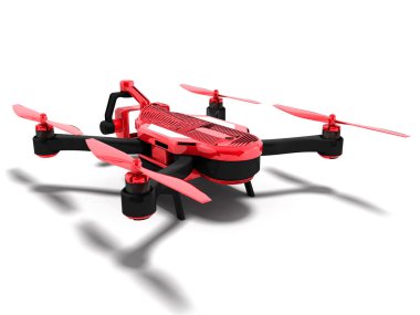 Modern kırmızı nokta dron kırmızı ile siyah insets geri 3d render