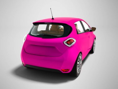 Modern elektrikli otomobil hatchback pembe geziler için kahverengi iç
