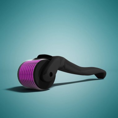 Silindir deri siyah bir 3d render mavi ba üzerinde yüz bakımı için