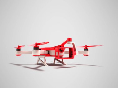 Modern dron quadrocopter iç metininin fütüristik kırmızı kamera ile kablosuz