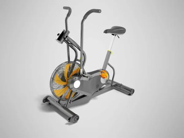 Modern sports exercise bike gray with orange accents with stand — Stock Photo, Image