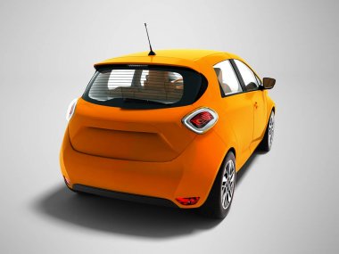 Modern elektrikli otomobil hatchback ile kahverengi iç t gezileri için