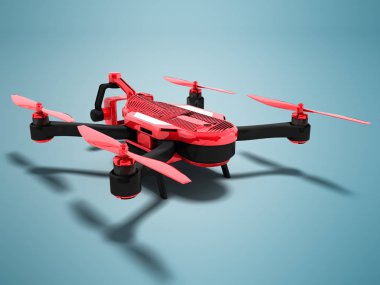 Modern kırmızı nokta dron kırmızı ile siyah insets geri 3d render