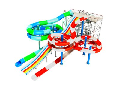 Modern su kaydırağı su parkı bir büyük slayt için üç kişi için