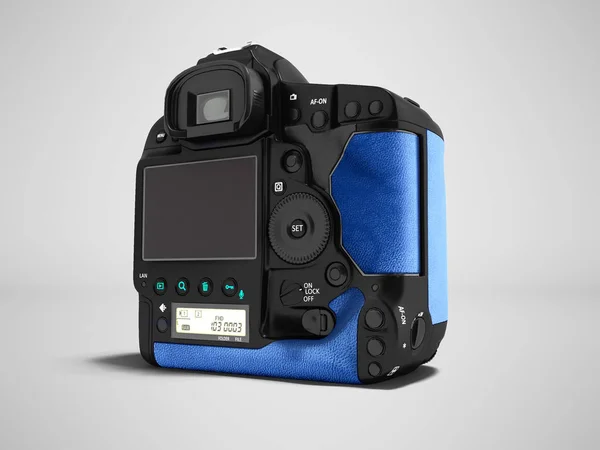 Moderna câmera preta profissional com inserções de couro azul 3d re — Fotografia de Stock