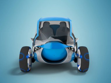 Kaldırımlar ile gri iç metin mavi seyahat için modern elektrikli otomobil