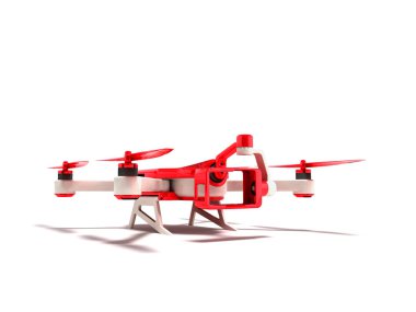 Bir eylem fotoğraf makinesi 3d r bir ekleme ile modern kırmızı quadrupter