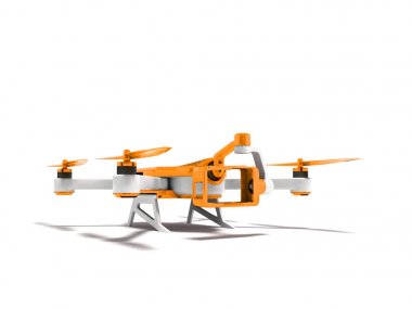 Bir ekleme bir eylem fotoğraf makinesi ile modern turuncu quadrocopter