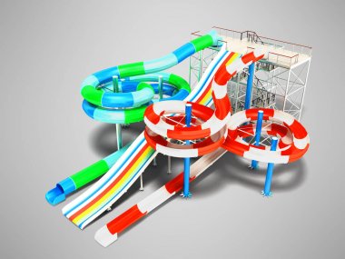 Modern su kaydırağı su parkı bir büyük slayt için üç kişi için