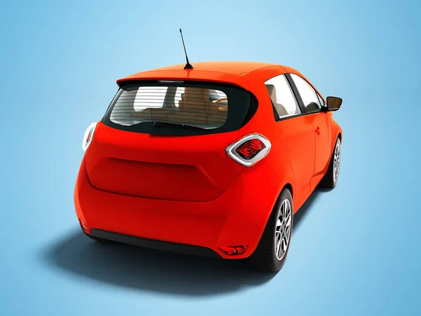 Μοντέρνο ηλεκτρικό αυτοκίνητο hatchback με καφέ σαλόνι για ταξίδια κόκκινο wit — Φωτογραφία Αρχείου