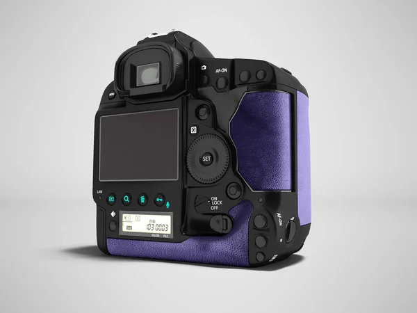 Câmera preta profissional moderna com inserções de pele roxa beh — Fotografia de Stock