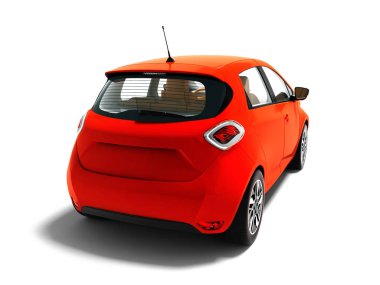 Kahverengi salon için geziler kırmızı zekâ ile modern elektrikli otomobil hatchback