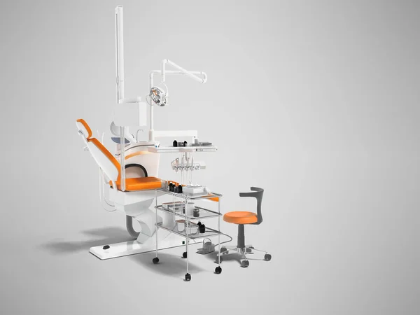 Современное стоматологическое кресло с освещением с инструментами для сверления белого — стоковое фото